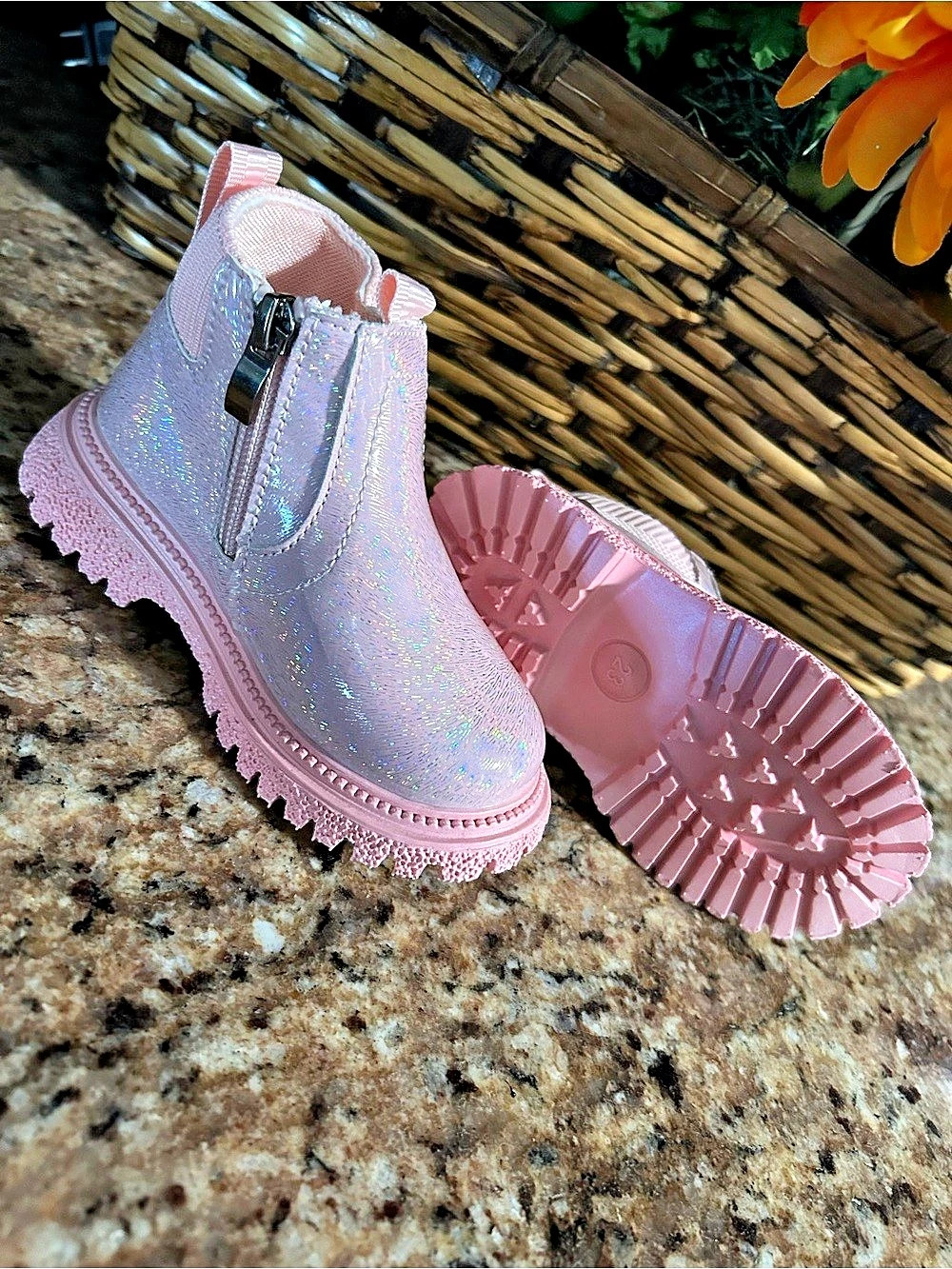 Kids Pink Ankle Boots Like New